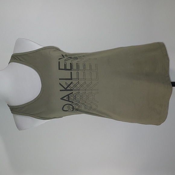 Oakley Tops - Oakley Olive Green Racerback Graphic Print Logo Athletic Tank Top Size XS